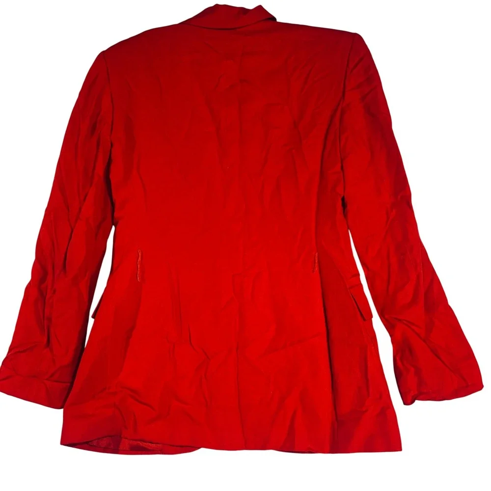 VTG Made In US25 Rena Rowan Blazer Jacket Red Button Front Pockets Career Size 4